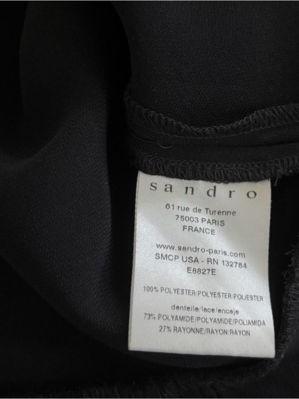 Sandro Peplum Top Women’s Size 2 Black Lace Detail Shirt Zip Closure-Back Blouse - Picture 3 of 6